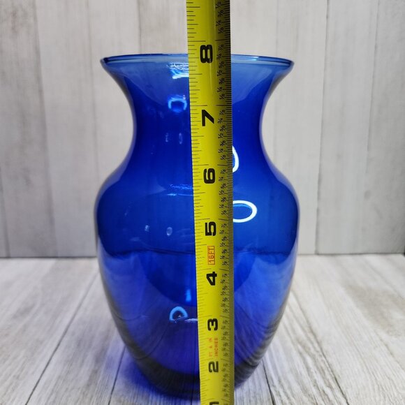 Vintage Indiana Glass Cobalt Blue Vase Optic Pattern 8'' Tall Decorative - Picture 8 of 8